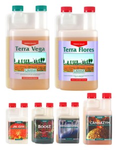 ZESTAW NAWOZÓW I STYMULATORÓW - CANNA, NA 10-15 ROŚLIN, ok.1m2